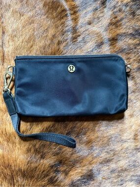 lululemon athletica Black Wristlet Clutch with Gold Logo